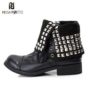 Prova Perfetto 2018 New Arrival British Retro Style Real Leather Rivet Short Boot Round Toe Mid Heels Cross-tied Motorcyle Boots
Prova Perfetto 2018 New Arrival British Retro Style Real Leather Rivet Short Boot Round Toe Mid Heels Cross-tied Motorcyle Boots
