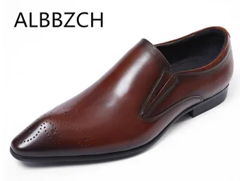 Men's Pointed Toe Genuine Leather Dress Shoes Trend Carving Slip On Men Work Shoes Classic Brown Business Casual Top Man Shoes
Men's Pointed Toe Genuine Leather Dress Shoes Trend Carving Slip On Men Work Shoes Classic Brown Business Casual Top Man Shoes