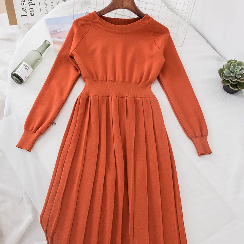 2019 Women Autumn Long Sleeve O-neck Striped Bodycon Sweater Dress Casual Elastic Slim High Waist Pullover Pleated Knitted Dress
2019 Women Autumn Long Sleeve O-neck Striped Bodycon Sweater Dress Casual Elastic Slim High Waist Pullover Pleated Knitted Dress