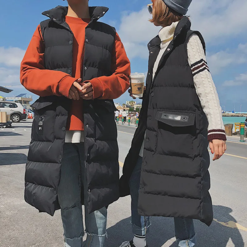 Winter Vest Jacket Long Couple Waistcoat Mens Over Knee Black Sleeveless Jackets Korean Sleeveless Coats loose Warm Down Vests
Winter Vest Jacket Long Couple Waistcoat Mens Over Knee Black Sleeveless Jackets Korean Sleeveless Coats loose Warm Down Vests