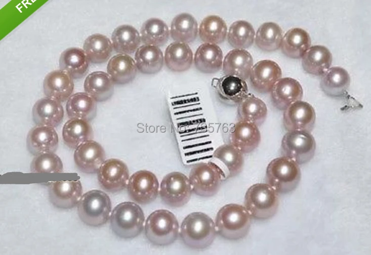 xiuli 0014727 Free P&P Stunning 9-10mm near round purple pearl necklace