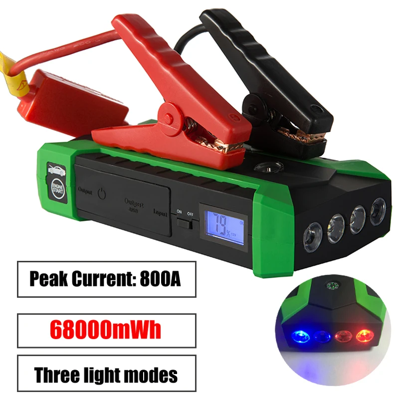 800A Peak Current Car Jump Starter 18000mAh Starting Power Bank 12V Diesel Auto Lighter Battery Portable Pack Booster Device
800A Peak Current Car Jump Starter 18000mAh Starting Power Bank 12V Diesel Auto Lighter Battery Portable Pack Booster Device