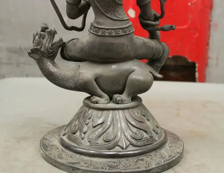 S0755 15 Tibet Buddhism Pure Bronze Green Tara Ride Dragon Lion Kwan-Yin Buddha Statue
S0755 15 Tibet Buddhism Pure Bronze Green Tara Ride Dragon Lion Kwan-Yin Buddha Statue