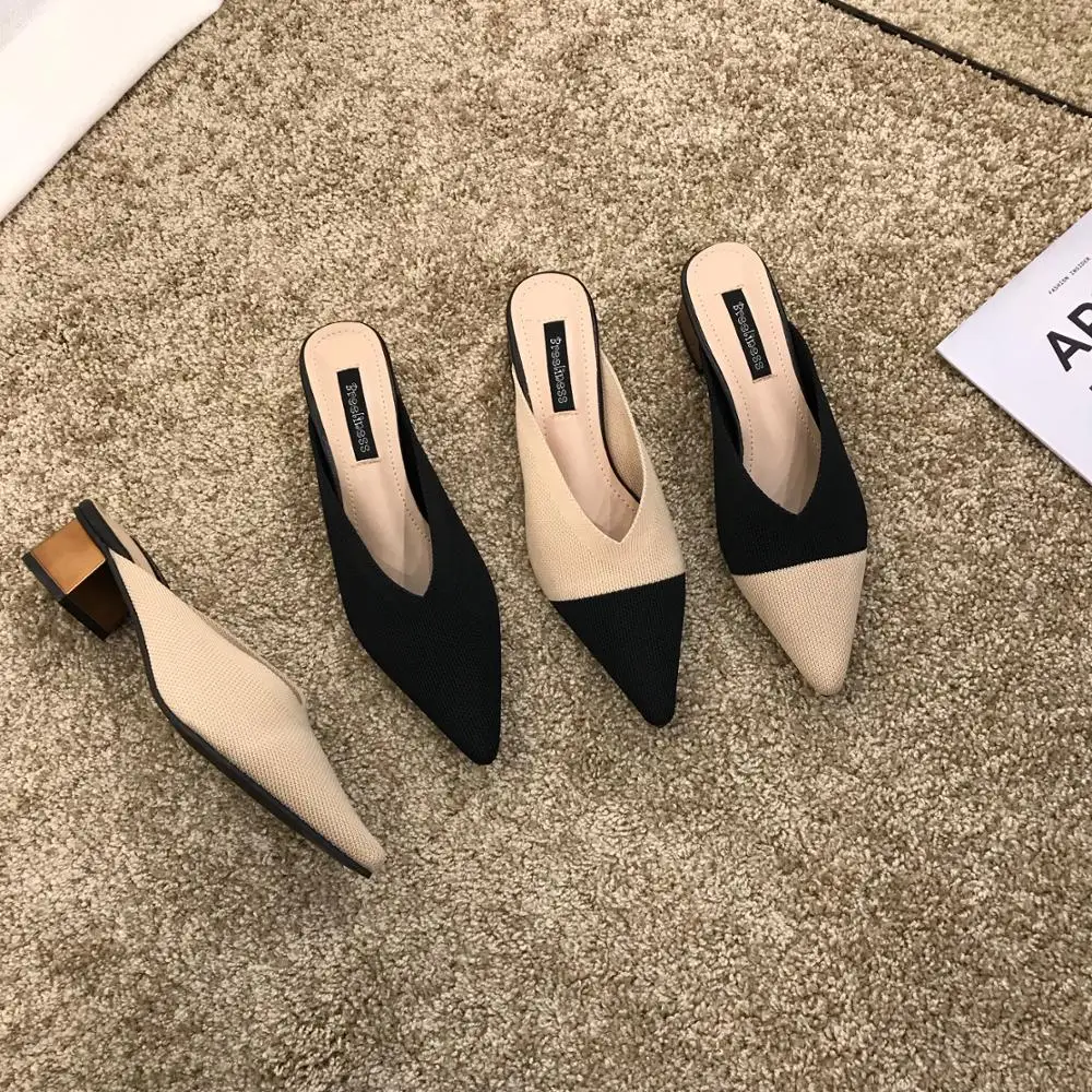 mixed color fly knitted close toe slides elegant pointy toe thick heel mules slippers summer shoes woman lazy slip-on flip flops
mixed color fly knitted close toe slides elegant pointy toe thick heel mules slippers summer shoes woman lazy slip-on flip flops