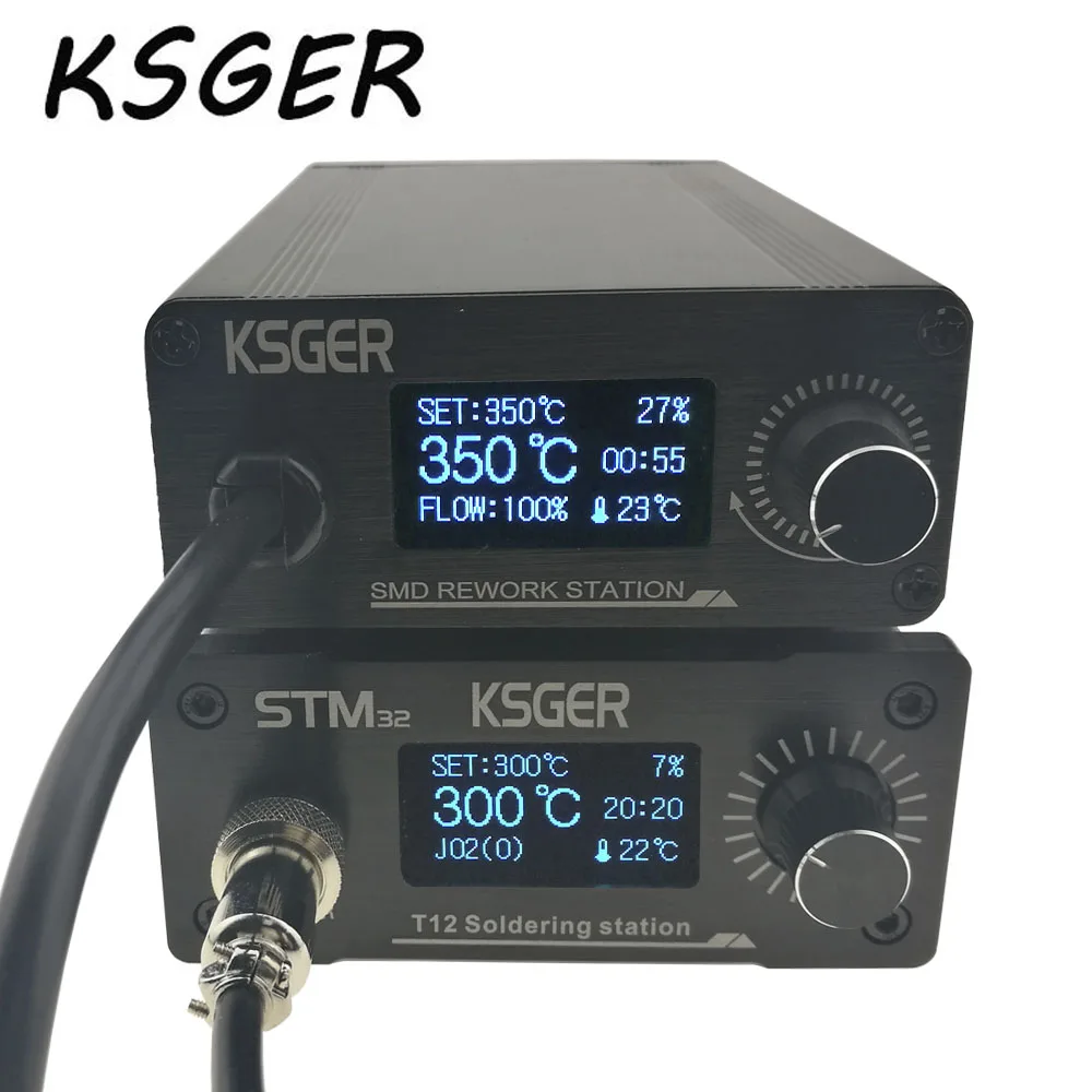 KSGER Upgrade 700W Rework Resoldering Soldering Station Hot Air Gun With 4 NozzlesT12 STM32 OLED Soldering Station Iron Tip
KSGER Upgrade 700W Rework Resoldering Soldering Station Hot Air Gun With 4 NozzlesT12 STM32 OLED Soldering Station Iron Tip