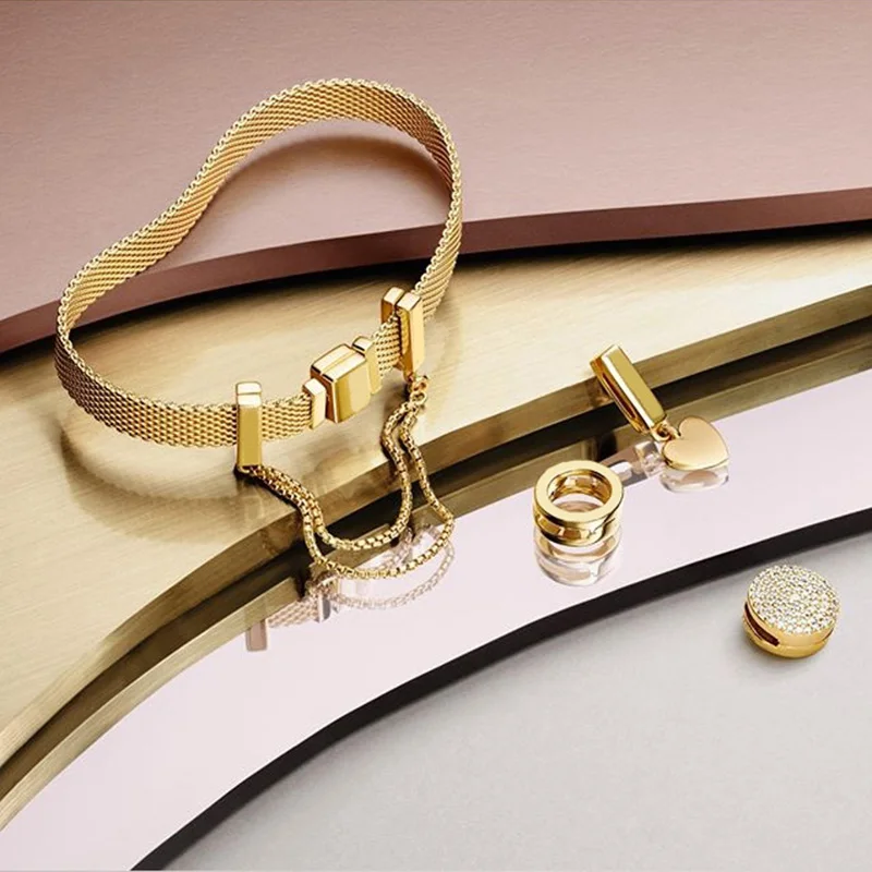 NEW 100% 925 Sterling Silver Reflexions Bracelet Set Shine Gold Heart Elegant Fit European DIY Original Charm Bead Jewelry Gift
NEW 100% 925 Sterling Silver Reflexions Bracelet Set Shine Gold Heart Elegant Fit European DIY Original Charm Bead Jewelry Gift