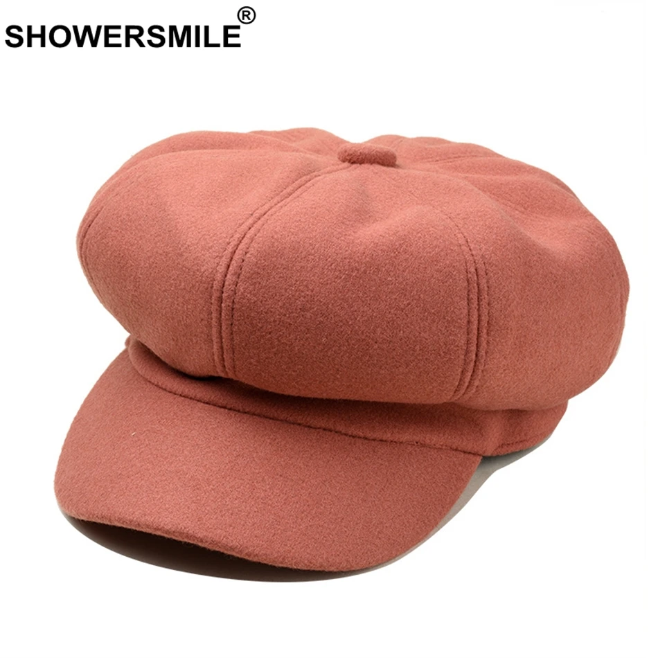 SHOWERSMILE Womens Newsboy Caps Beret Solid Wool Octagonal Cap Ladies Pink Painters Hat Female Autumn Colorful French Artist Hat
SHOWERSMILE Womens Newsboy Caps Beret Solid Wool Octagonal Cap Ladies Pink Painters Hat Female Autumn Colorful French Artist Hat