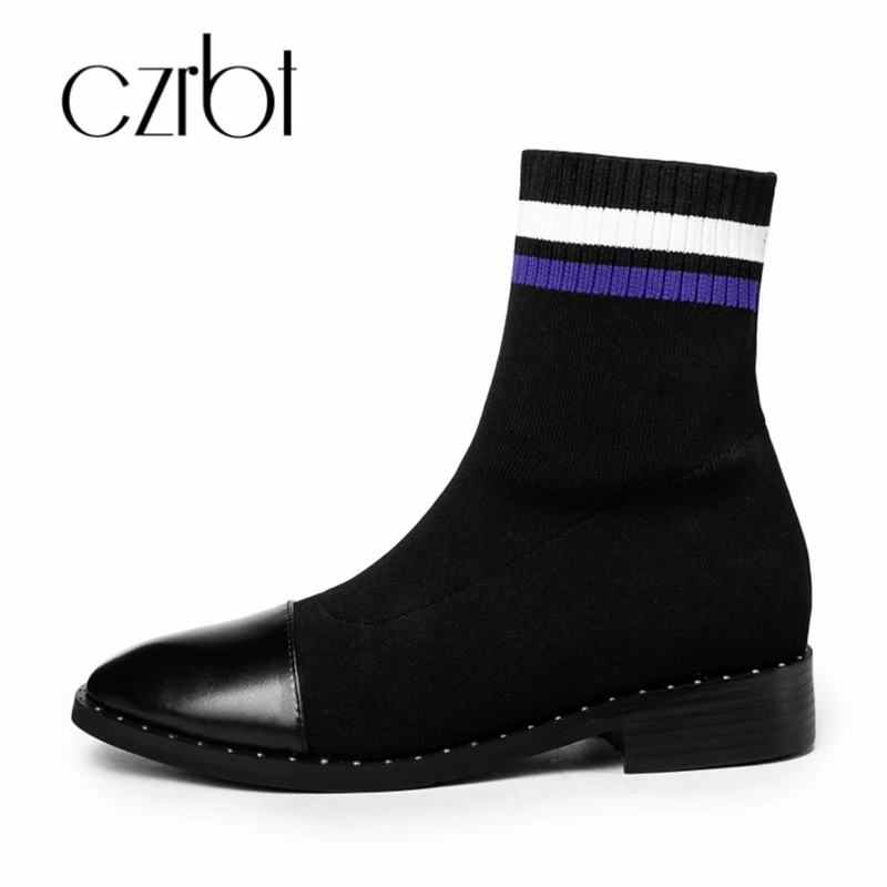 CZRBT winter low heels rivet women boots knitting square toe footwear stretch ankle female boots shoes women black new
CZRBT winter low heels rivet women boots knitting square toe footwear stretch ankle female boots shoes women black new