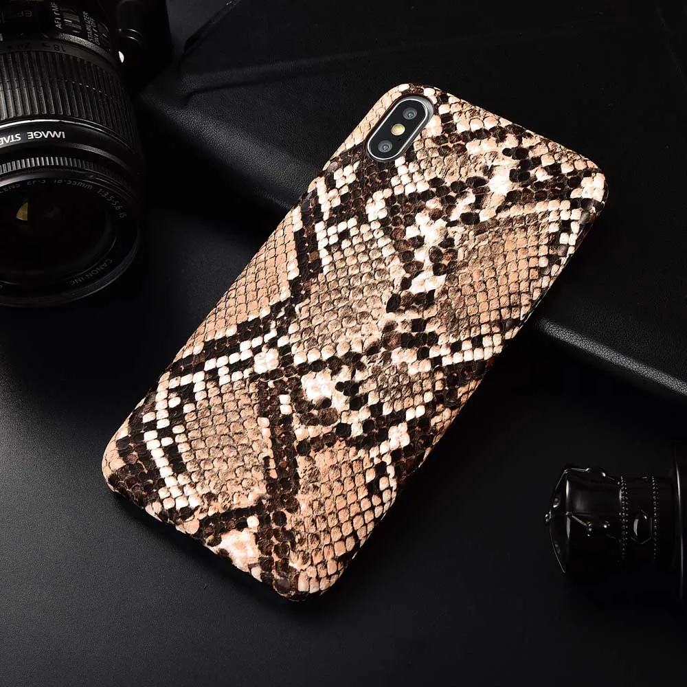 Мягкий чехол для телефона iPhone 6 6s 7 7plus 8 8Plus X XS XR 11 Pro Max змеиная кожа PU ультра тонкий