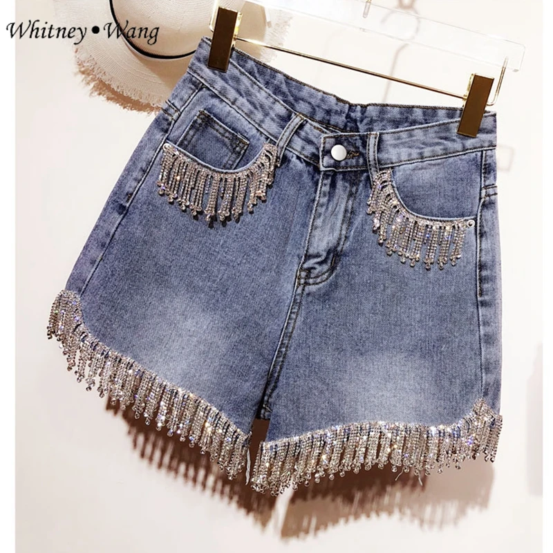 WHITNEY WANG 2019 Summer Fashion Streetwear Pockets Diamonds Tassel Shorts Jeans Women Stylish Denim Pants
WHITNEY WANG 2019 Summer Fashion Streetwear Pockets Diamonds Tassel Shorts Jeans Women Stylish Denim Pants