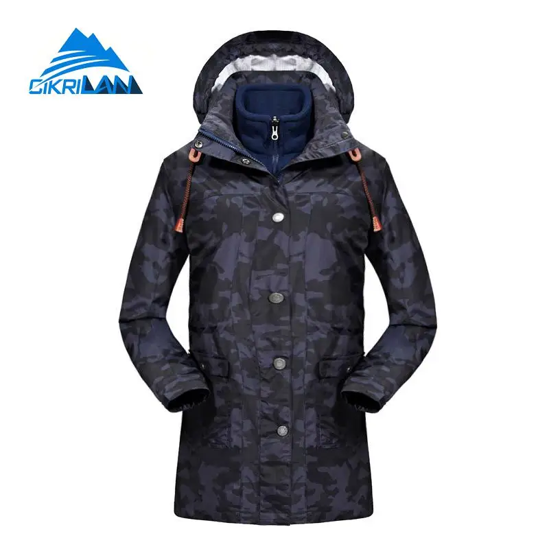 Mens Camo Long Winter 3in1 Sport Hiking Camping Outdoor Jacket Men Ski Windstopper Waterproof Coat Trekking Jaqueta Masculino