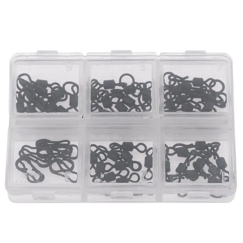 60Pcs/Box Mix Sizes Stainless Steel Rolling Swivels Snap Connectors Swivels Set outdoor Carp Fishing Accessories closing
60Pcs/Box Mix Sizes Stainless Steel Rolling Swivels Snap Connectors Swivels Set outdoor Carp Fishing Accessories closing