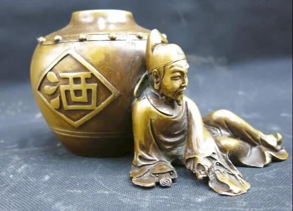 bi002611 China pure brass copper carved wine jar court poet LI bai Sculpture Statue
bi002611 China pure brass copper carved wine jar court poet LI bai Sculpture Statue