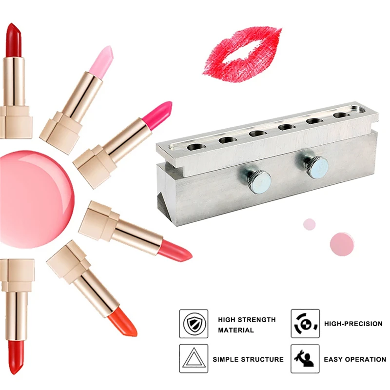 

1 Set 12.1mm Aluminium Lipstick Mould 6 Cavities Holes for DIY Lip Mold Filling Mould DIY Waterdrop Shape Lipstick Mold