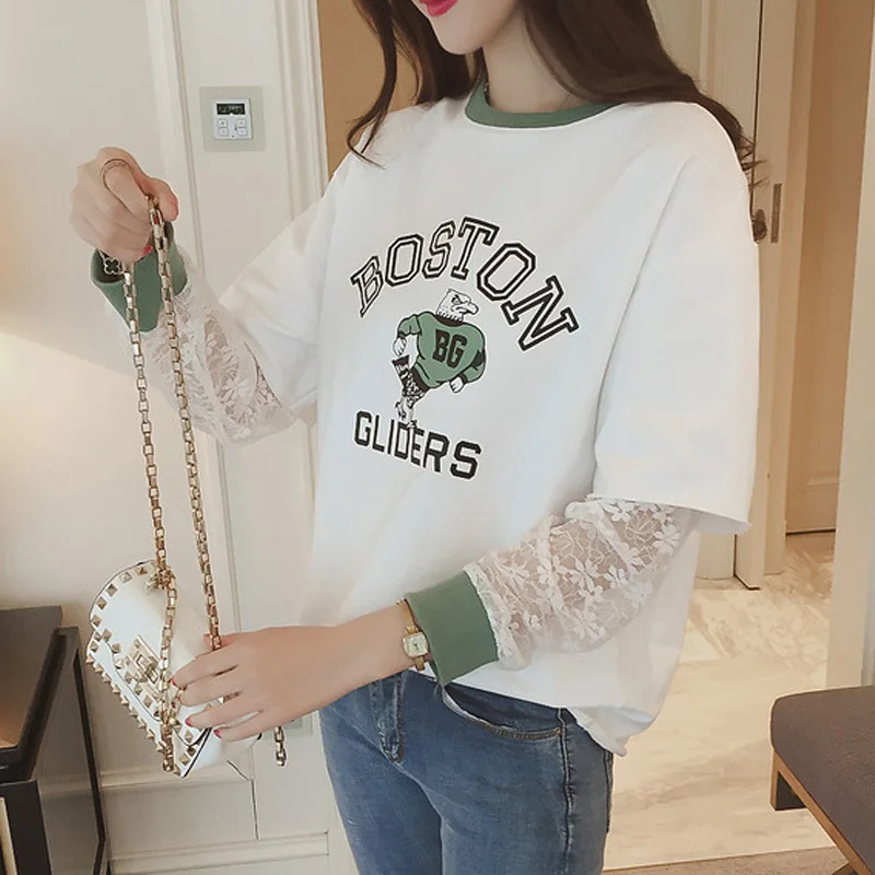 korean clothes long sleeve t-shirts harajuku Lace stitching fake two pieces women t shirt autumn ulzzang letter print white tops
korean clothes long sleeve t-shirts harajuku Lace stitching fake two pieces women t shirt autumn ulzzang letter print white tops