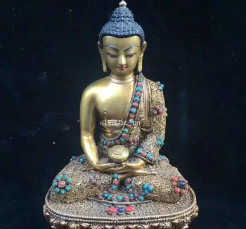 8''Nepal silver Gold inlay gemstone red coral Turquoise Amitabha Buddha statue
8''Nepal silver Gold inlay gemstone red coral Turquoise Amitabha Buddha statue