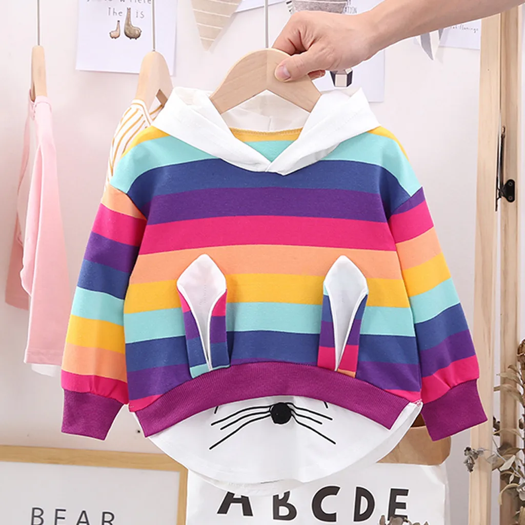 Girls Hoodies Toddler Kids Baby Striped Rainbow Cartoon Hooded Sweatshirt Coat Tops Moletom Feminino Inverno Kids Hoodies
Girls Hoodies Toddler Kids Baby Striped Rainbow Cartoon Hooded Sweatshirt Coat Tops Moletom Feminino Inverno Kids Hoodies