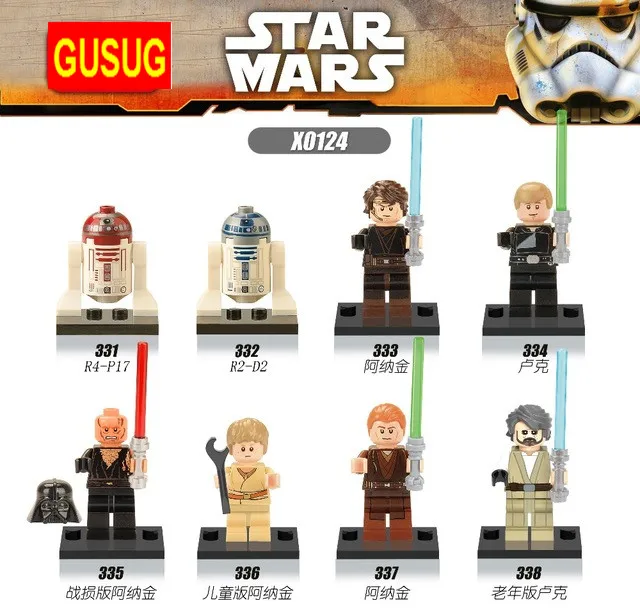 GUSUG 8PCS X0124 R2D2 Old Luke Child Anakin Skywalker R4P17 Building Blocks Model Toys
GUSUG 8PCS X0124 R2D2 Old Luke Child Anakin Skywalker R4P17 Building Blocks Model Toys