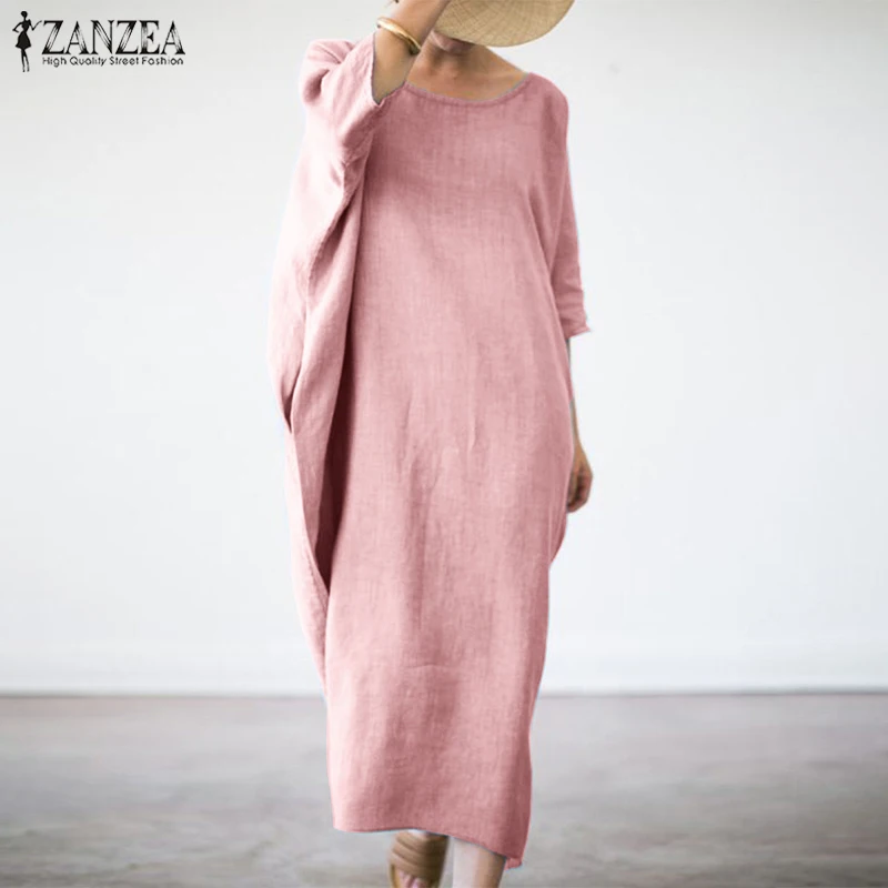 ZANZEA Summer Batwing Sleeve Cotton Linen Dress Women Sundress Robe Kaftan Vintage Solid Long Shirt Dresses Loose Party Vestido
ZANZEA Summer Batwing Sleeve Cotton Linen Dress Women Sundress Robe Kaftan Vintage Solid Long Shirt Dresses Loose Party Vestido