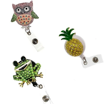 50pcs/lot New design animal owl/frog and fruit pineapple Rhinestone enamel ID badge Holder Reel
50pcs/lot New design animal owl/frog and fruit pineapple Rhinestone enamel ID badge Holder Reel