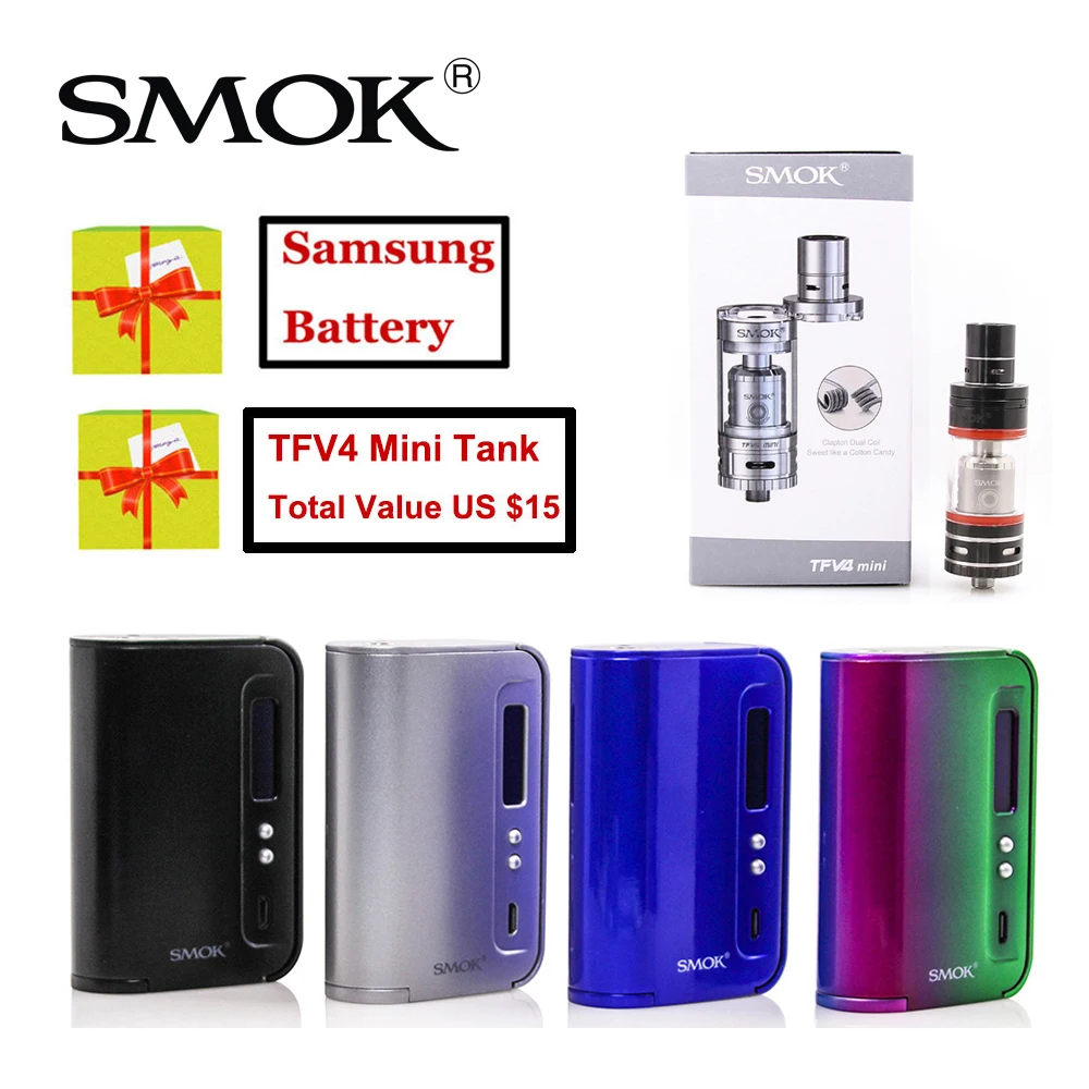 

Original SMOK OSUB King 220W TC VW Box Mod Gift TFV4 Mini Tank 2PCS 18650 Battery Electronic Cigarette Vape KIT SMOK Vaporizer