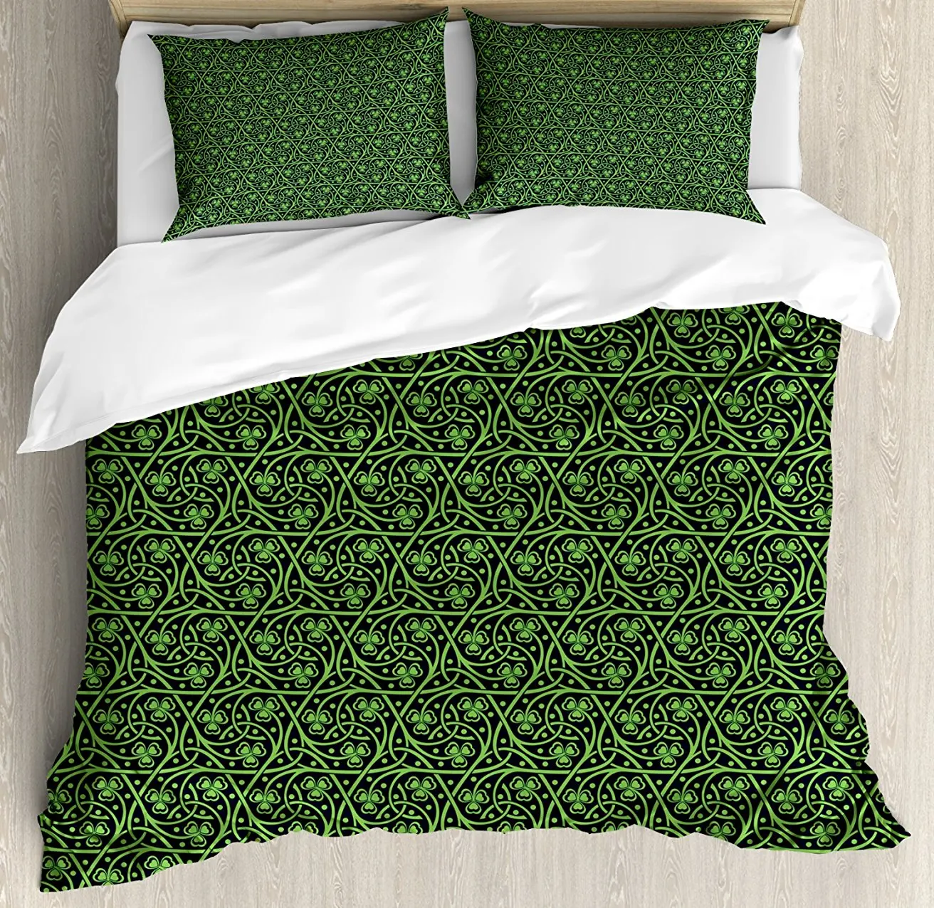 Irish Duvet Cover Set National Foliage Pattern Intricate Twigs and Dots Trefoil Botanical Abstraction 4 Piece Bedding Set
Irish Duvet Cover Set National Foliage Pattern Intricate Twigs and Dots Trefoil Botanical Abstraction 4 Piece Bedding Set