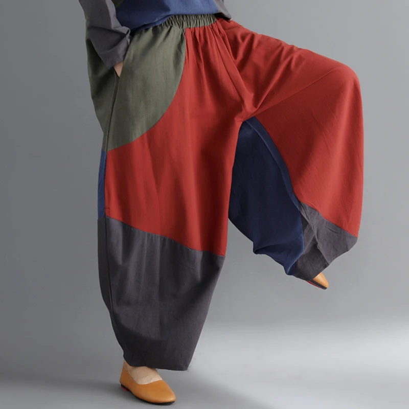 New arrival autumn winter cotton hit color patchwork harem pants for women plus size elastic waist vinatge loose trouser jn554
New arrival autumn winter cotton hit color patchwork harem pants for women plus size elastic waist vinatge loose trouser jn554