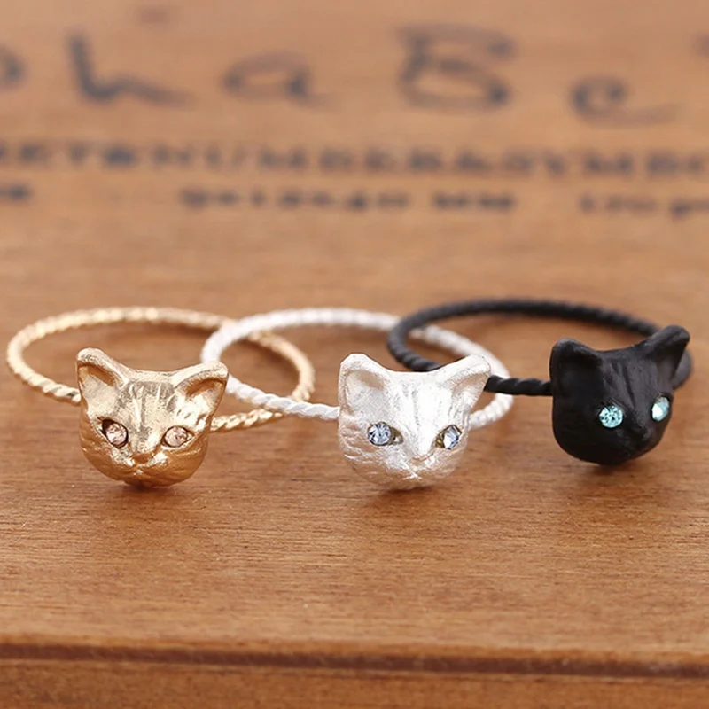 New Fashion Girls Black Silvery Golden Cute Animal Crystal Cat Rings For Women Gift 3 Colors
New Fashion Girls Black Silvery Golden Cute Animal Crystal Cat Rings For Women Gift 3 Colors