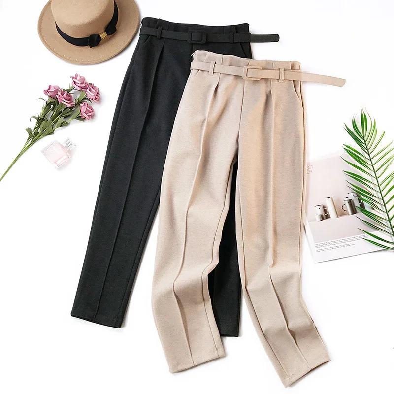 2019 New Winter Autumn Woolen High Waist Women Pencil Pants Casual Belted Wool Harem Pant Woman Warm Female Long Trousers
2019 New Winter Autumn Woolen High Waist Women Pencil Pants Casual Belted Wool Harem Pant Woman Warm Female Long Trousers
