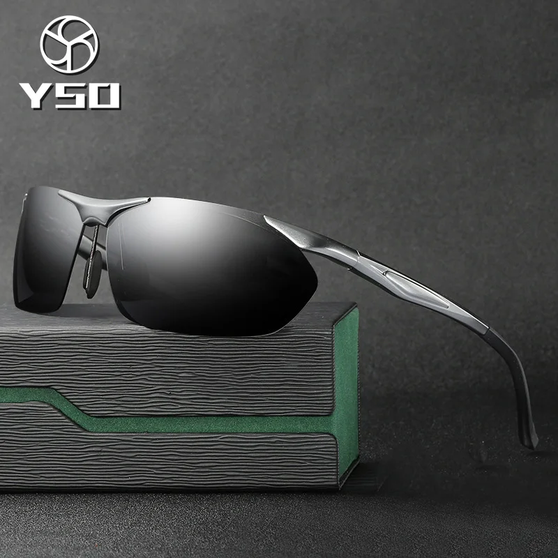 YSO Sunglasses Men Polarized UV400 Aluminium Magnesium Frame Sun Glasses Driving Glasses Semi Rimless Accessories For Men 8546 
YSO Sunglasses Men Polarized UV400 Aluminium Magnesium Frame Sun Glasses Driving Glasses Semi Rimless Accessories For Men 8546