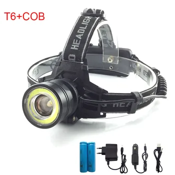 COB LED T6 Headlight Camping Headlamp Rechargeable Flashlight dual led lights 18650 Head Torch Flash Lamp Lanterna Work Light
COB LED T6 Headlight Camping Headlamp Rechargeable Flashlight dual led lights 18650 Head Torch Flash Lamp Lanterna Work Light