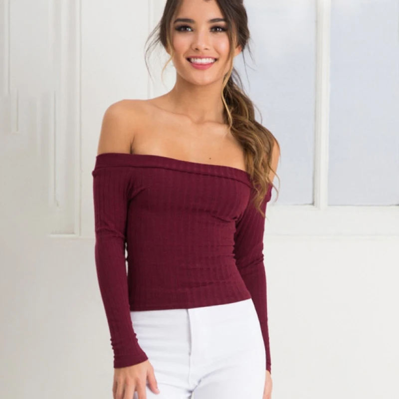 Sexy Womens Off Shoulder Blouses Long Sleeve Blouses Slash neck Tops Solid Colors Casual Shirts Ladies Tops HO966596
Sexy Womens Off Shoulder Blouses Long Sleeve Blouses Slash neck Tops Solid Colors Casual Shirts Ladies Tops HO966596