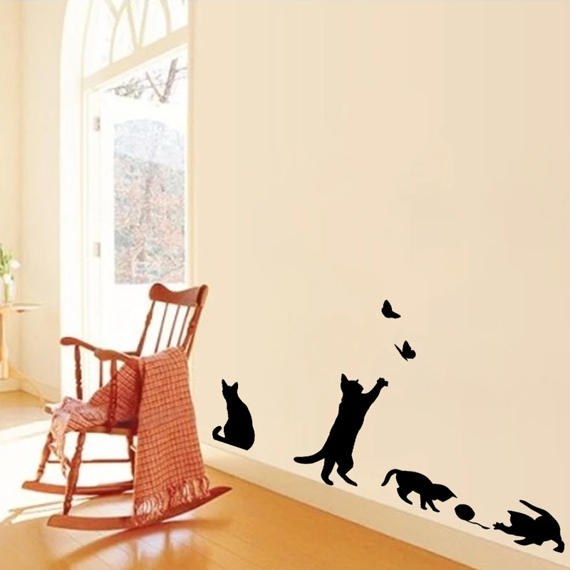 Description Picture 5 of itemNew Cat Playing Wall Sticker Cute Living Room Background Decoration Stairs Stickers On The Wall DIY Decals Home Decor Wallpaper