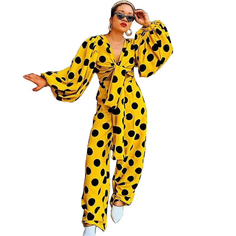 Sexy Polka Dot Print Two Piece Sets Women V Neck Bow Tie Long Sleeve Top and Loose Wide Leg Pants Casual Matching Set Outfits
Sexy Polka Dot Print Two Piece Sets Women V Neck Bow Tie Long Sleeve Top and Loose Wide Leg Pants Casual Matching Set Outfits