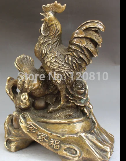 13" Chinese Bronze Carving Flower Family Animal Chicken Chick chanticleer Statue
13" Chinese Bronze Carving Flower Family Animal Chicken Chick chanticleer Statue
