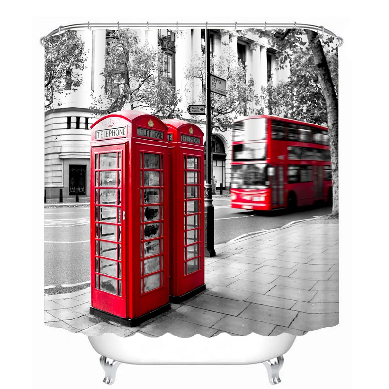 3D Red Telephone Booth Pattern Shower Curtains Beautiful View Bathroom Curtain Waterproof Thickened Bath Curtain Customizable
3D Red Telephone Booth Pattern Shower Curtains Beautiful View Bathroom Curtain Waterproof Thickened Bath Curtain Customizable