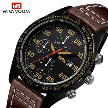 VA VA VOOM Men's Chronograph Analog Genuine Leather Quartz Watch with Date Luminous Hands 30M Waterproof Clock Watch for Man
VA VA VOOM Men's Chronograph Analog Genuine Leather Quartz Watch with Date Luminous Hands 30M Waterproof Clock Watch for Man