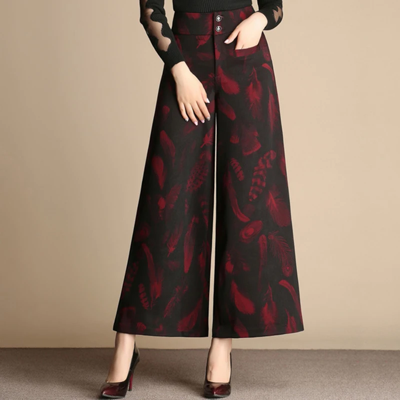 Womens Thicken Winter High Waist Printing Patttern Wide Leg Pants Loose Ankle Length Trousers Female Harem Jacquard Pants
Womens Thicken Winter High Waist Printing Patttern Wide Leg Pants Loose Ankle Length Trousers Female Harem Jacquard Pants
