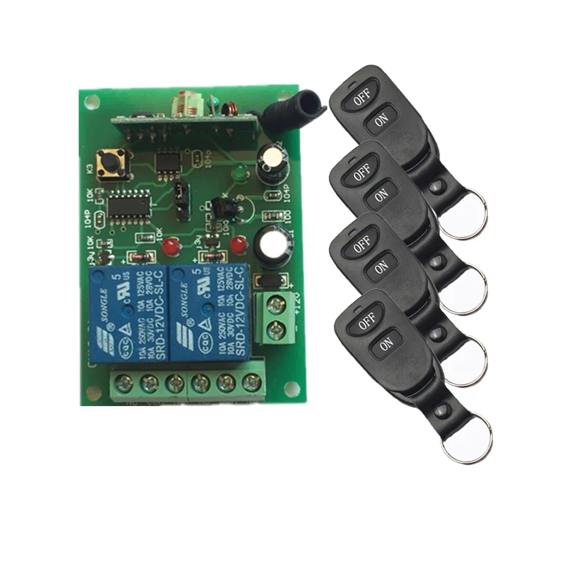 DC12V 2CH 10A wireless remote control switch system teleswitch 4X Transmitter + 1X Receiver relay smart house z-wave
DC12V 2CH 10A wireless remote control switch system teleswitch 4X Transmitter + 1X Receiver relay smart house z-wave