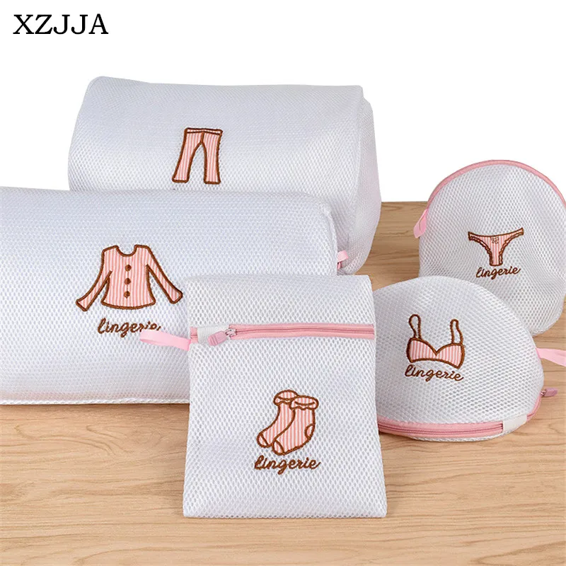 

XZJJA 1PC Polyester Laundry Bags Clothing Underwear Bra Socks Washing Pouch Washing Machine Mesh Bag Zipper Protector Net Case