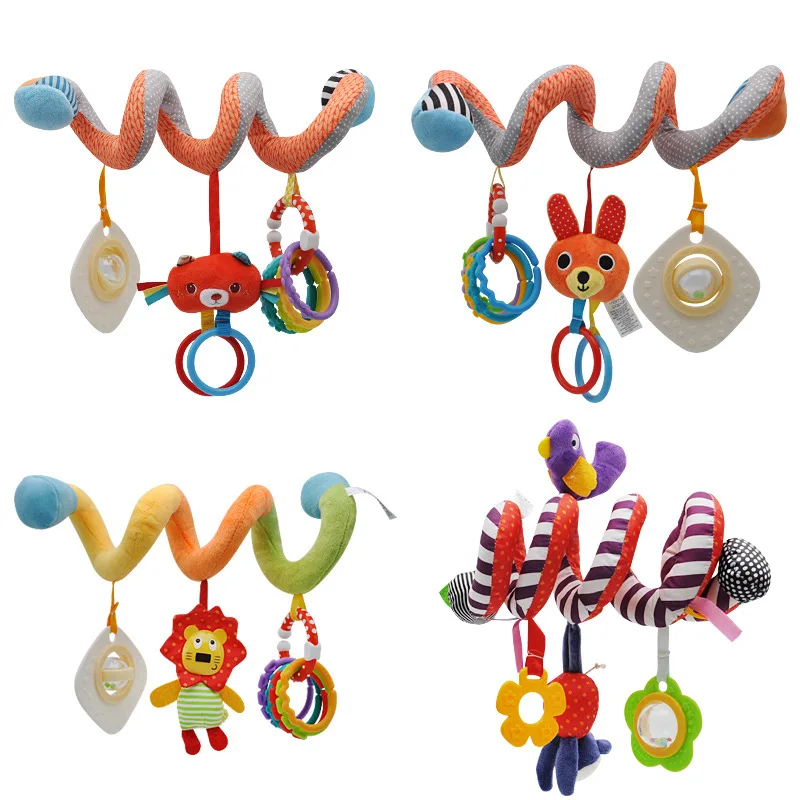 Детские игрушки подвесная спиральная погремушка коляска милые животные