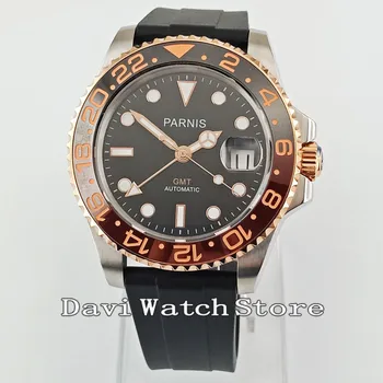 40mm Black Dial Parnis Wild Sapphire glass ceramic bezel GMT automatic men watch 2703
40mm Black Dial Parnis Wild Sapphire glass ceramic bezel GMT automatic men watch 2703