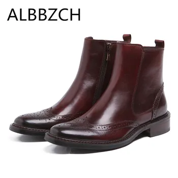 Fashing brogue carving design genuine leather men boots high quality mens work boots luxury wedding dress men shoes size 38 45
Fashing brogue carving design genuine leather men boots high quality mens work boots luxury wedding dress men shoes size 38 45