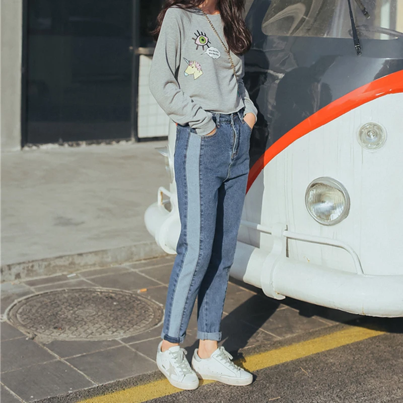 Two-tone Casual Patchwork Ankle-Length Jeans High Waist Vintage jeans for women Boyfriend Trousers
Two-tone Casual Patchwork Ankle-Length Jeans High Waist Vintage jeans for women Boyfriend Trousers