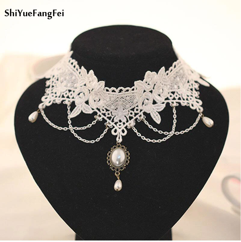 Gothic Bride Bridesmaid Jewelry Retro Elegant Imitation Pearl Necklace Pendant Necklace Wholesale Women White Lace
Gothic Bride Bridesmaid Jewelry Retro Elegant Imitation Pearl Necklace Pendant Necklace Wholesale Women White Lace