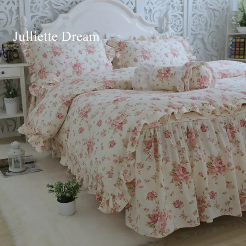 New garden flower print bedding set quality full cotton ruffle duvet cover elegant bed sheet skirt type princess bedspread
New garden flower print bedding set quality full cotton ruffle duvet cover elegant bed sheet skirt type princess bedspread