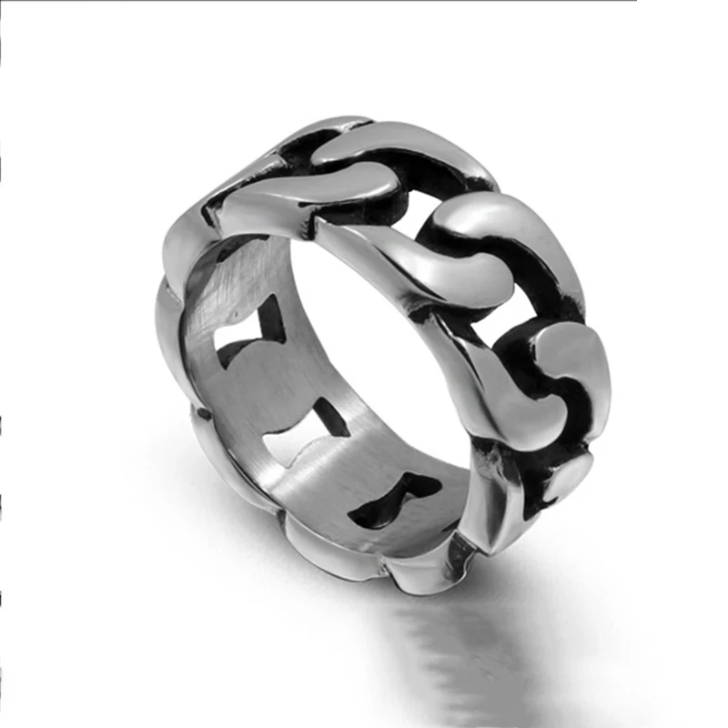 Europe America Simple Titanium Steel Ring Creative Car Chain Stainless Retro Punk Style Men's Jewelry VR485 | Украшения и