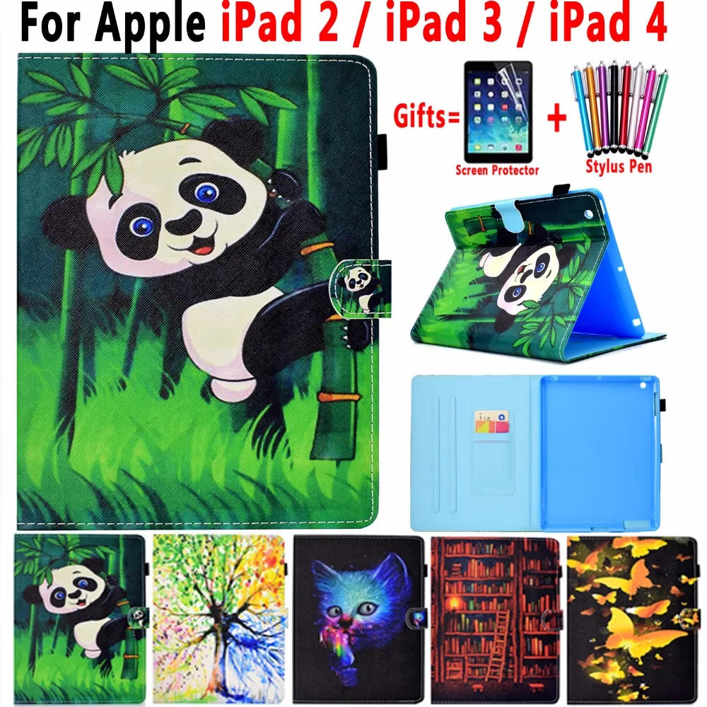 Модный чехол с рисунком "Умный" из кожи Мягкий силиконовый для iPad 2/3/4 Чехол Capa