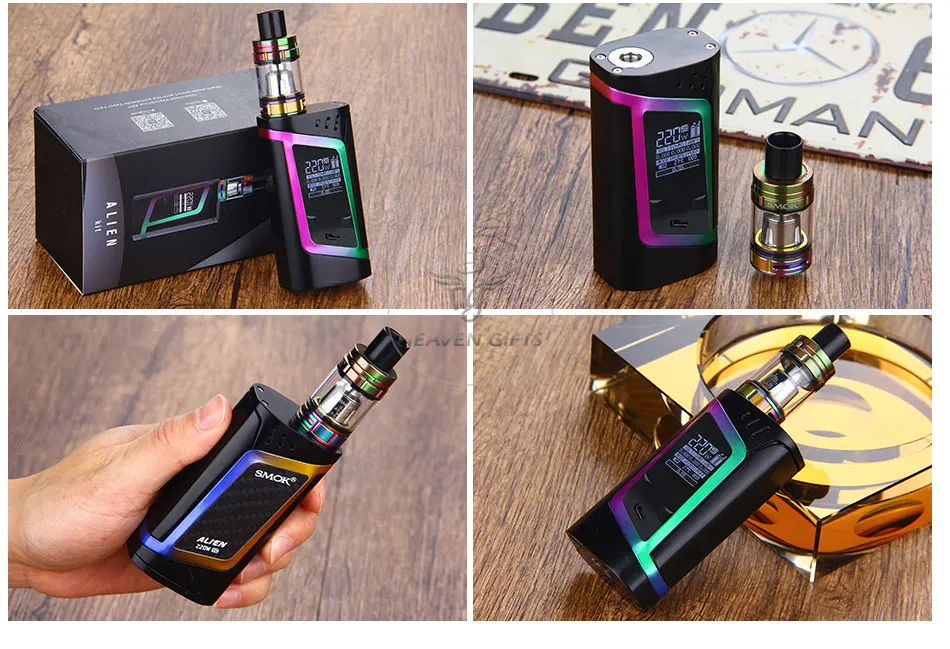 Original 220W SMOK Alien Vape Kit with Smok TFV8 Baby Tank 3ml Atomizer & Box Mod E-cig Starter Kit VS Smok G-priv/G320/GX350