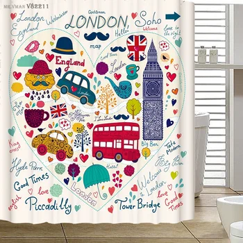 2016 Fashion Cartoon Creative Europe Shower Curtain With 12 Hooks Polyester Fabric Bathroom Curtains Bath Accessories YL49 
2016 Fashion Cartoon Creative Europe Shower Curtain With 12 Hooks Polyester Fabric Bathroom Curtains Bath Accessories YL49